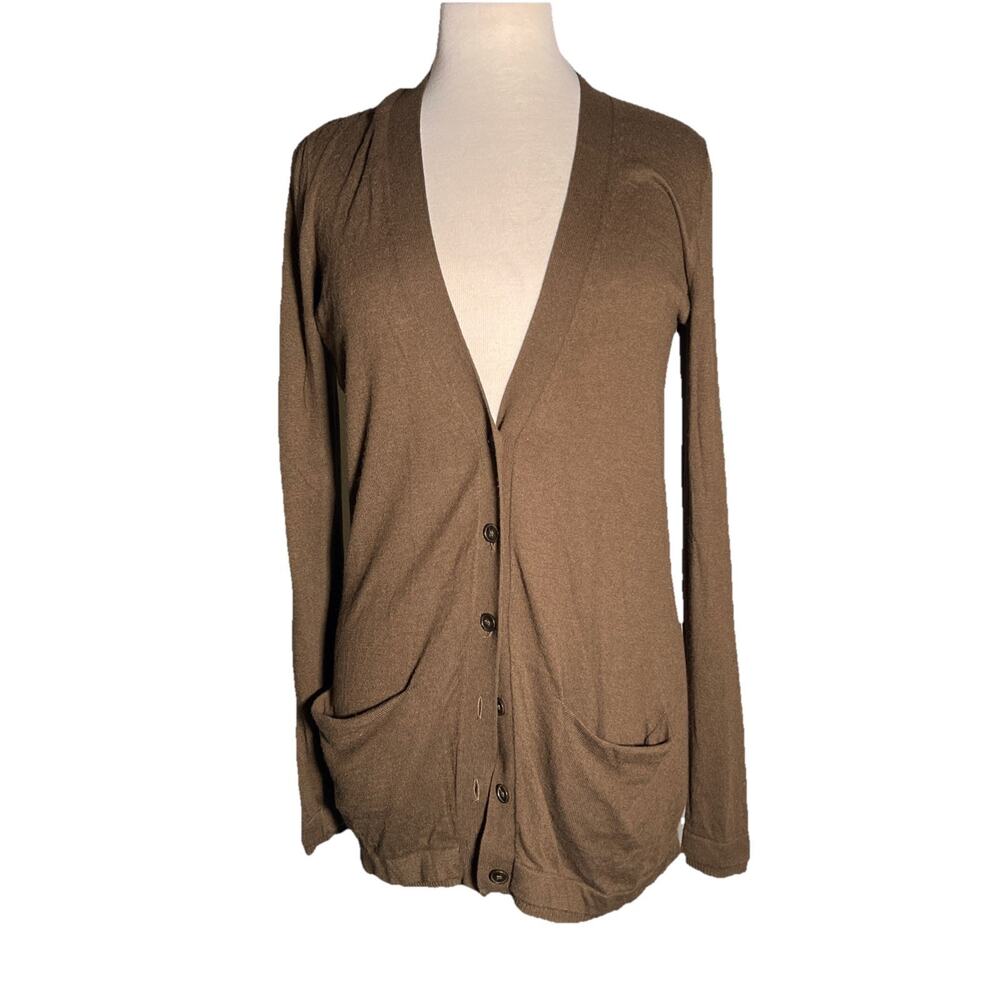 Ann Taylor Sweater Women’s Small Brown Cashmere Blend Ribbed Hem and Sleeves
